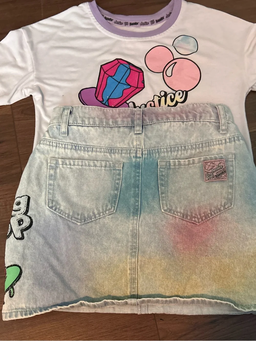 Justice white tee